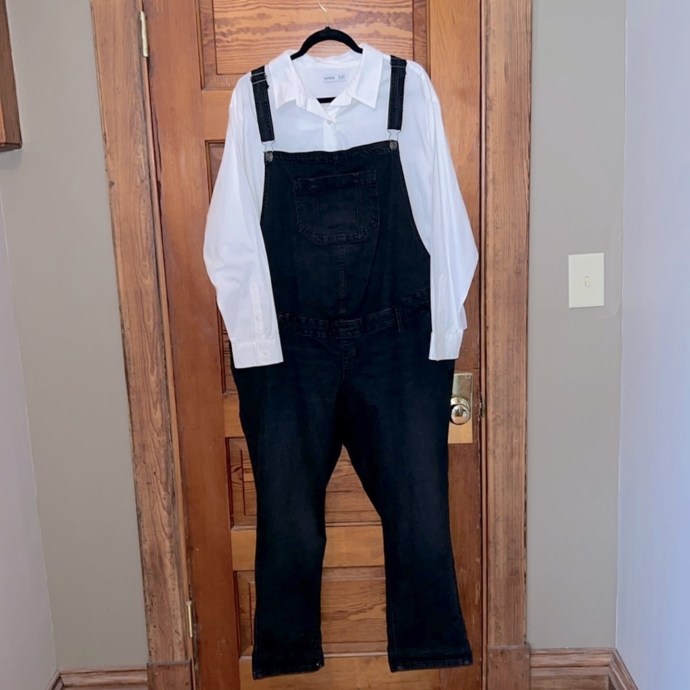 Sonoma Maternity NWT XL Black Denim Overalls and XXL Maternity Blouse 2 Pieces